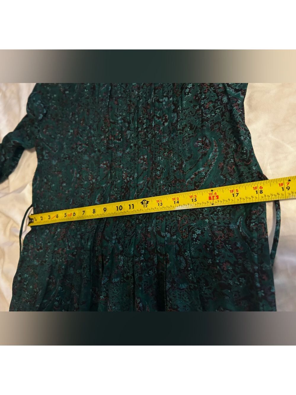 90s Cottagecore Darkacademia Emerald Green Dress Size 8P - Picture 11 of 12
